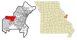 St. Louis County Missouri Incorporated and Unincorporated areas Chesterfield Highlighted